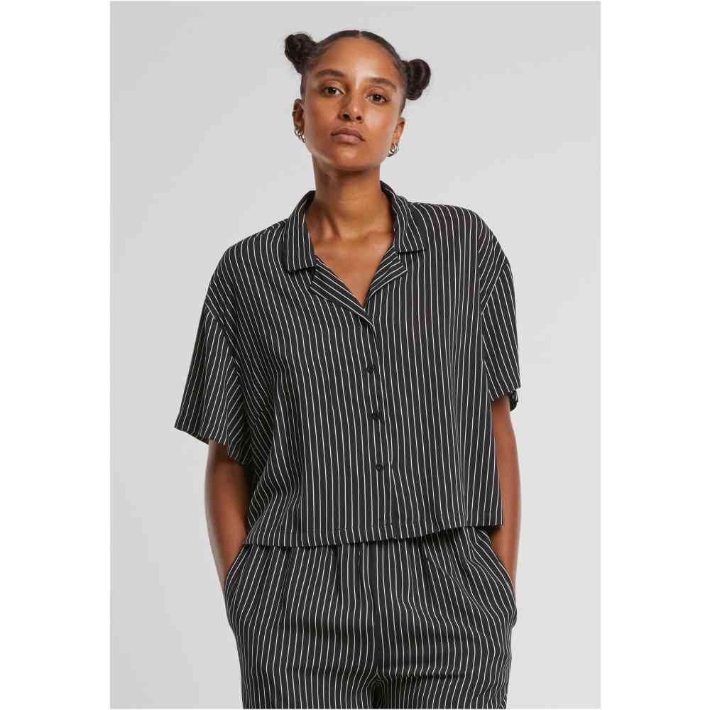 Urban Classics - Viscose Resort Chemisier - Noir/Blanc